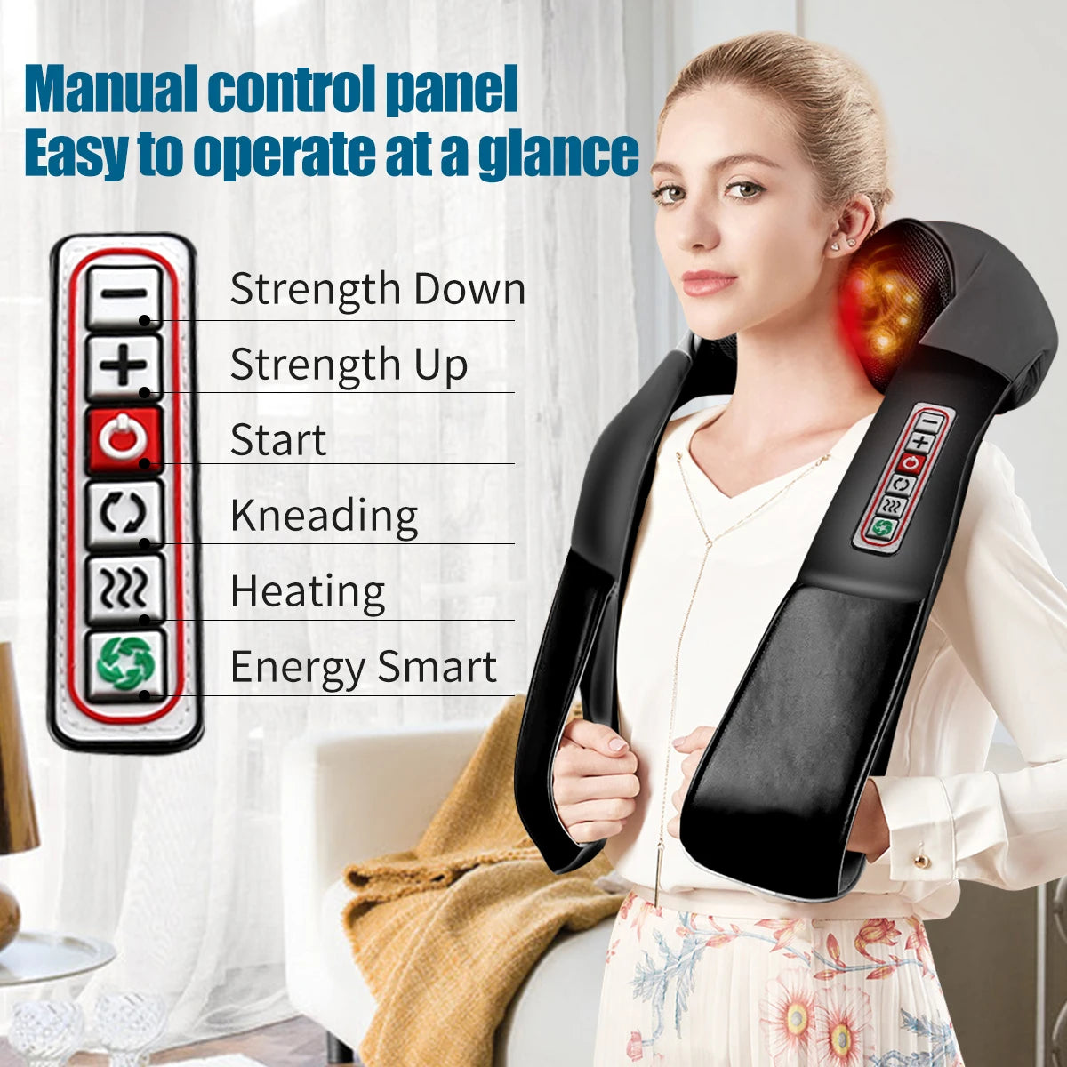 3D Shoulder Massager Shawl for Kneading Shiatsu Infrared Heated Kneading ,Car/Home Massagem Cervical Back Neck Massage