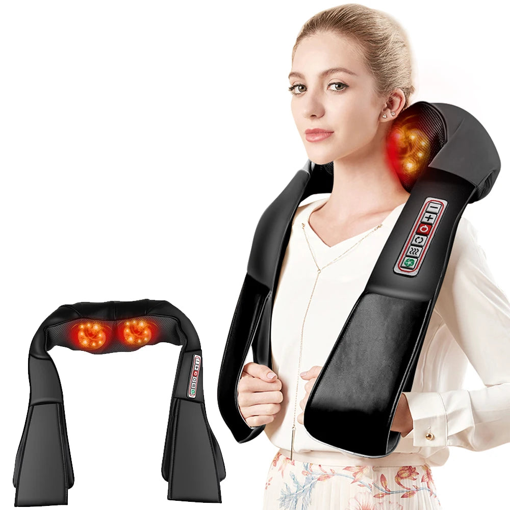3D Shoulder Massager Shawl for Kneading Shiatsu Infrared Heated Kneading ,Car/Home Massagem Cervical Back Neck Massage